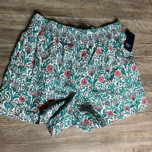 Crown & Ivy High Waist Floral Green and Red Women's Shorts